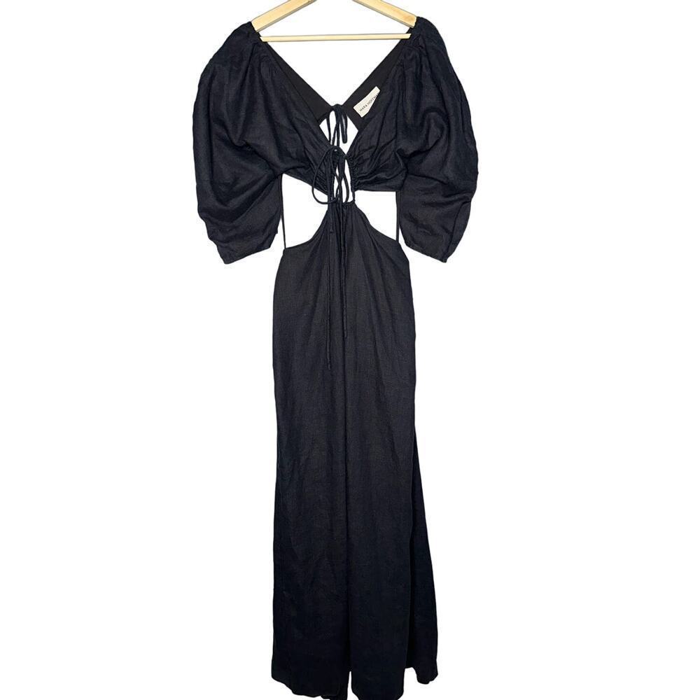 Mara Hoffman Celia Cut-Out Hemp Maxi Dress Black Size 8 - Picture 3 of 10